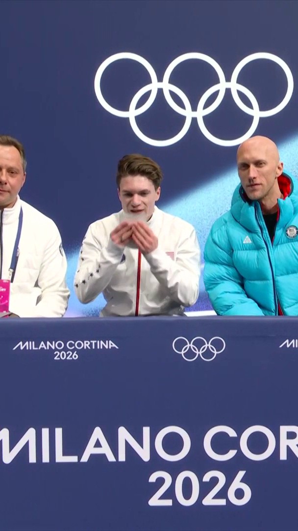 An emotional tribute 🥺 American figure skater Maxim Naumov shows a photo of his parents, who tragically passed away in a plane crash in January 2025 ❤️