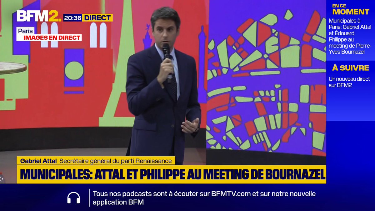 Municipales 2026: "Depuis 12 ans, Paris s'enfonce, Paris s'endort, Paris s'endette", fustige Gabriel Attal, au meeting du candidat investi Horizons et Renaissance, Pierre-Yves Bournazel #BFM2