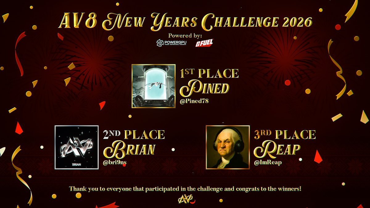 Congratulations to the winners of the AVIATE New Years Clip Challenge! 🎊🏆 🥇 (Z)pined 🥈 Brian 🥉 AV8 Reap Thanks to everyone who participated! We have a lot in store for 2026… ✈️