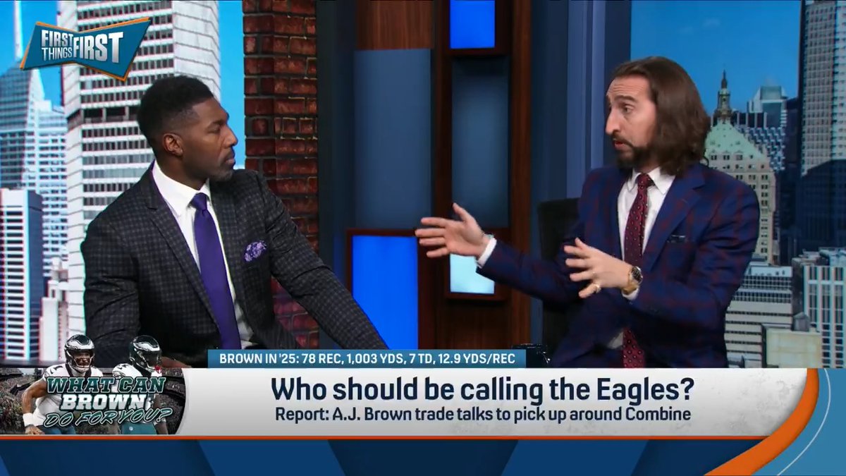.nick wright thinks the Bills should call the Eagles for AJ Brown this offseason 👀 “There is a scorpion and the frog component to getting in business with AJ Brown. He has been highly productive and prolific statistically in both of his NFL stops and worn out his welcome.”