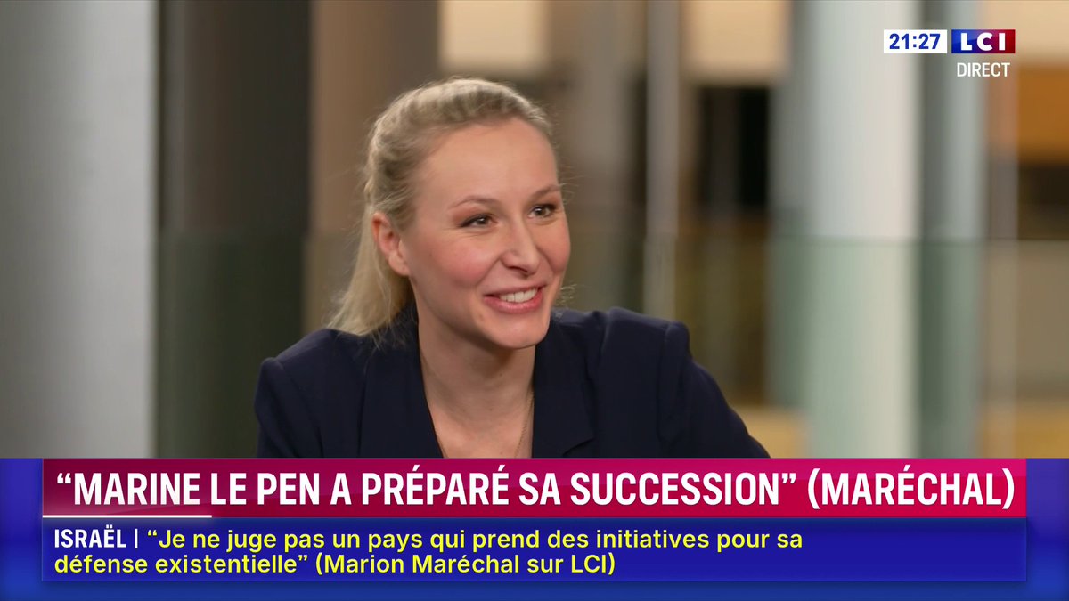 🗣️ Interrogée sur Sarah Knafo, Marion Maréchal assure à Darius Rochebin ne pas exclure d'alliance avec "Reconquête!", mais explique qu'elle lui donne "le sentiment aujourd'hui à Paris de vouloir d'avantage faire des alliances avec les macronistes".