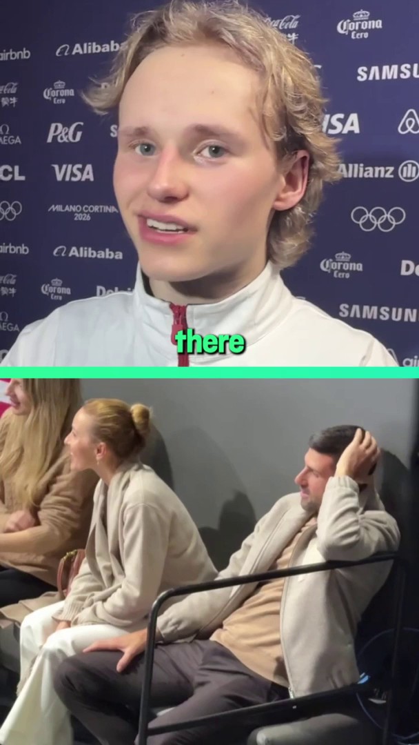 “Oh my god… is that who I really think it is?!” 🤩 Ilia Malinin was all of us when he spotted Novak Djokovic in the crowd 😂🧊