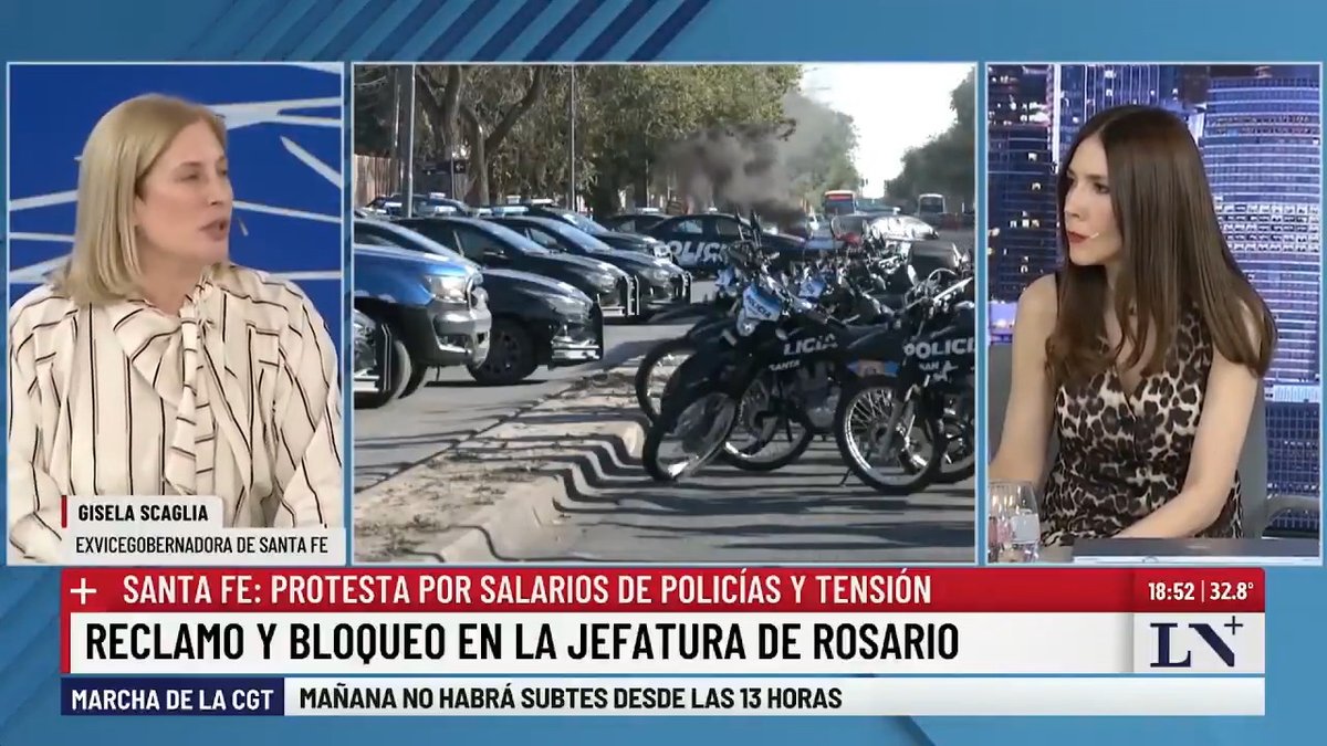 💬 "La policía no puede estar en huelga y poner en riesgo la seguridad de toda una provincia" La exvicegobernadora de Santa Fe Gisela Scaglia habló sobre las protestas de la policía en la provincia y declaró: “Cada móvil que tenés parado es una vida que tenés en peligro".