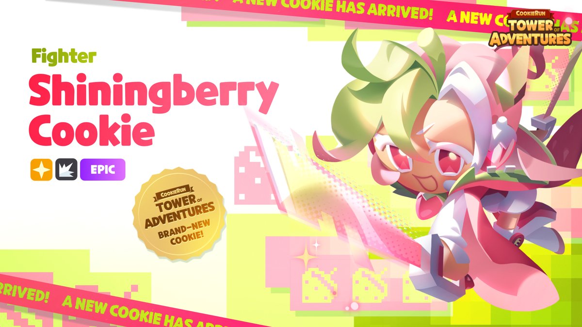 "A new update... I'm so hyped!" Shiningberry Cookie is here and ready to set new, sweet records! 🎮 Meet her now, in CookieRun: Tower of Adventures! #CookieRun #TowerOfAdventures #Update