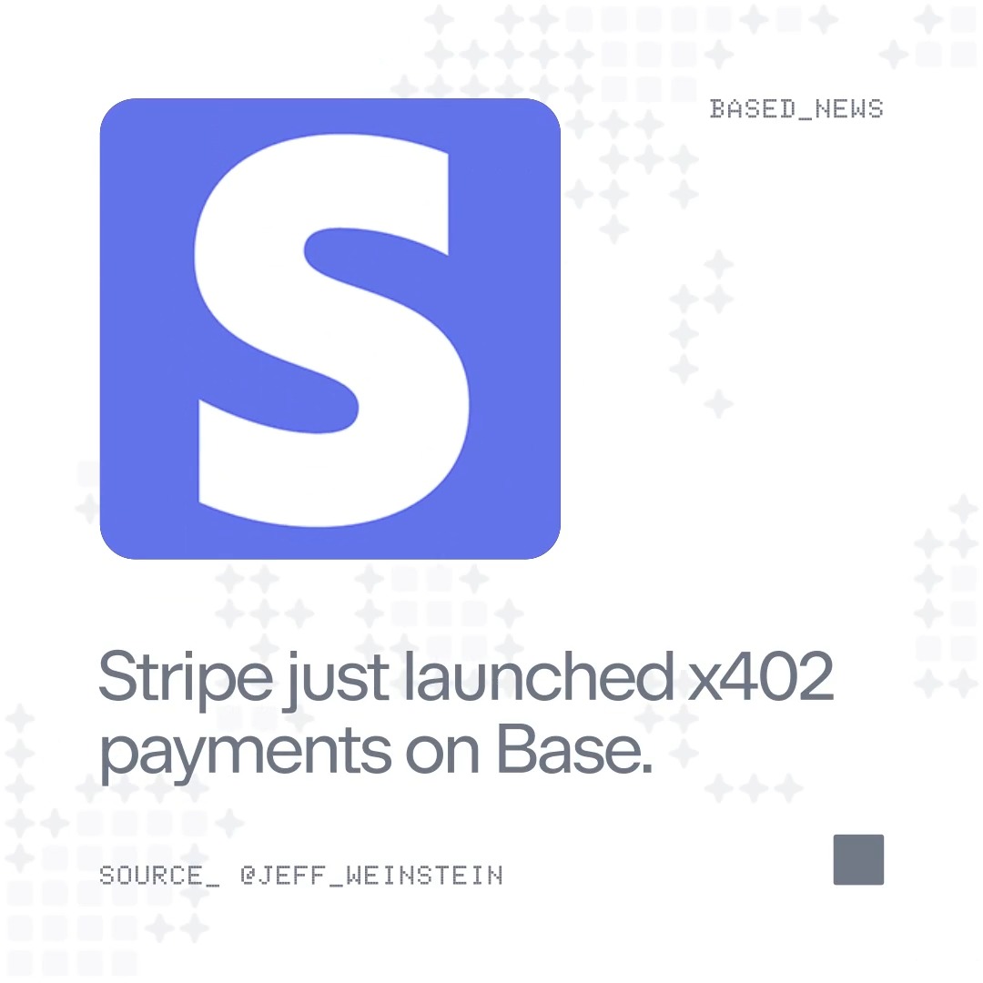 BREAKING: Stripe just launched x402 payments on Base, letting developers charge AI agents directly using USDC.