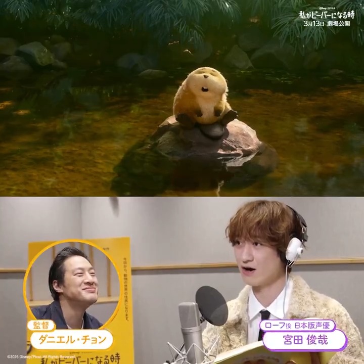 \音声ON🔊でチェック/ ローフ役 日本版声優 #宮田俊哉 さんの 貴重なアフレコ映像をお届け🦫✨ のんびり屋なローフそのままの演技に ダニエル・チョン監督も思わず笑顔に💫 宮田さんのローフが 観たくなった人は👇いいね💗 『#私がビーバーになる時』 #わたビバ は3/13(金)劇場公開🎬