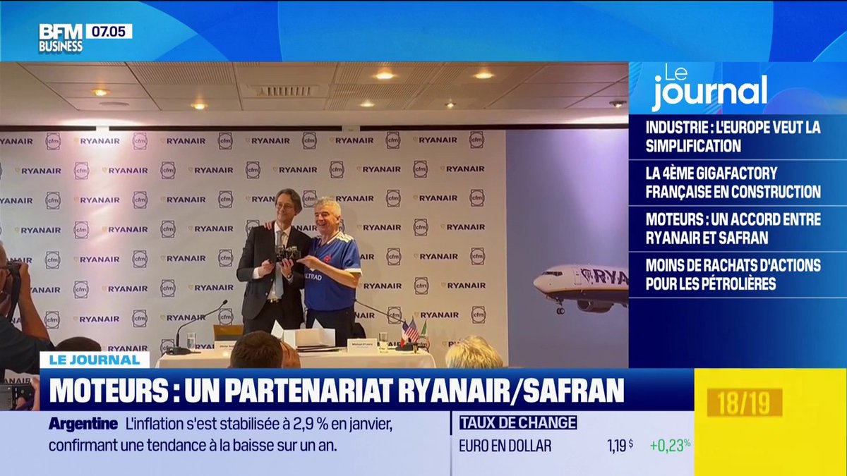 Ryanair/Safran : accord industriel massif à Paris !🇫🇷 Ryanair scelle un partenariat de quinze ans avec le motoriste CFM, la coentreprise de Safran et GE Aerospace, à Paris. 🎙️Jean-Baptiste Huet