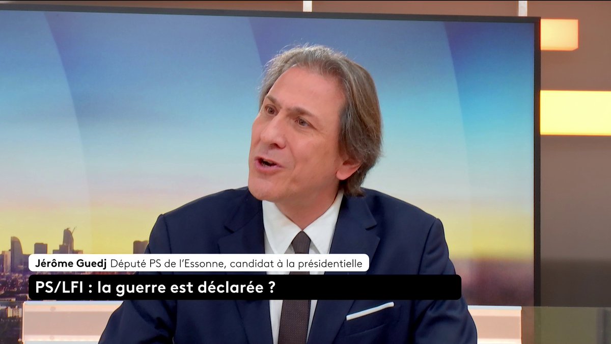 🔴 🗣 "Si Jean-Luc Mélenchon se hissait au 2e tour, il serait assuré d'être balayé par le candidat du RN, c'est le scénario qui je veux absolument éviter", explique Jérôme Guedj, député PS et candidat à l'élection présidentielle. #canal16