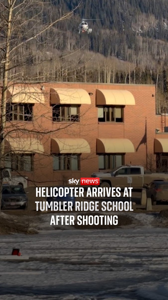 Footage shows people running to safety as a helicopter lands at a school where a shooter took the lives of at least nine people. The shooting took place in Tumbler Ridge, a small town in British Columbia, Canada. 🔗 Read more: