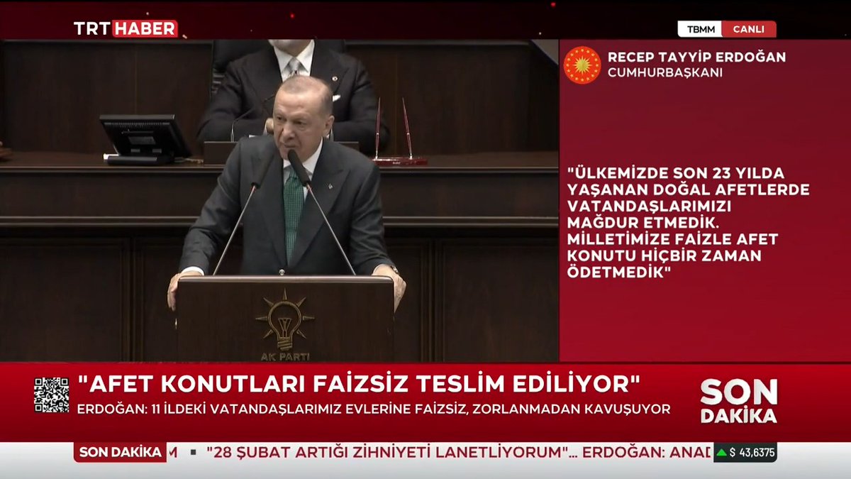 “(Afet konutları) Ortalama 1 milyon 890 bin liralık fiyatla sunacağız” Cumhurbaşkanı Erdoğan: 3+1 konutlarımız için ayda 8 bin 750 lira taksit ödenecek. Peşin ödemek isteyen olursa Meclis'imizde düzenleme yapacağız. 484 bin liradan vatandaşlarımız bu evleri alabilecek.