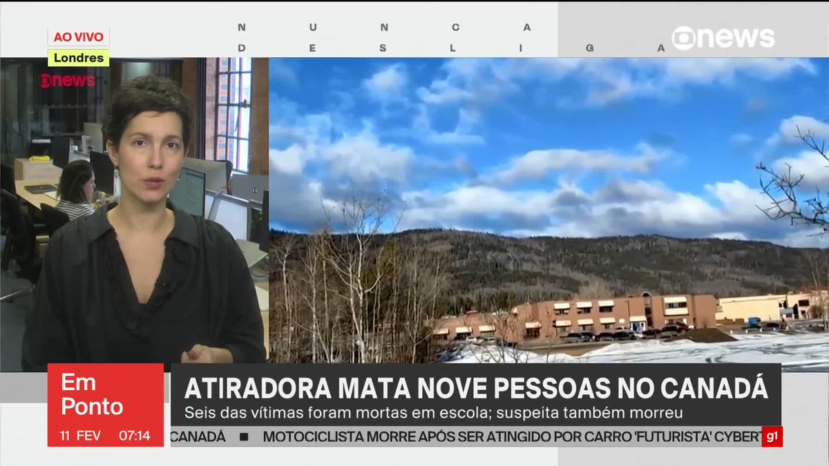 Ataque a tiros em escola e casa deixa ao menos 9 mortos e 25 feridos no Canadá. Suspeita também morreu. ➡️ Assista à #GloboNews: #GloboNewsEmPonto