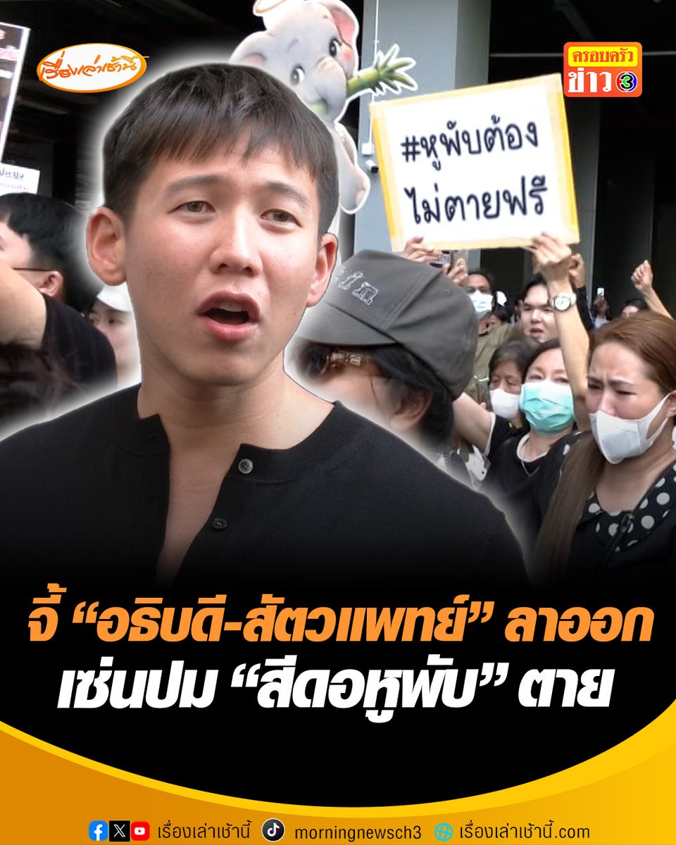 กลุ่มคนรักษ์ช้าง บุกกรมอุทยานฯ จี้ "อธิบดี-สัตวแพทย์" ลาออกจากตำแหน่ง เซ่นปม "สีดอหูพับ" ล้มขณะเคลื่อนย้ายกลับคืนสู่ป่า ชี้เป็นการทารุณกรรมสัตว์ที่ไม่อาจยอมรับได้ #เรื่องเล่าเช้านี้ #ครอบครัวข่าว3 #ข่าวสังคม #สีดอหูพับ