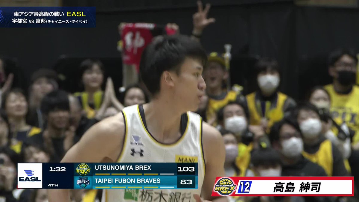 【EASL】 2/11(水) 試合終了 ブレックス 105 - 88 富邦 #7 小川が連続得点すると#25 ニュービルがリングにアタックして得点。 さらに#25 ニュービルが3Pシュートを決めると、#33 エドワーズがダンクを叩き込む。 #12 高島が3Pシュートを決めるなどし、105-88で勝利! EASLファイナルズ進出を決める!! 本日も勝利の後押しをありがとうございました! ▼U-NEXTでEASL独占生配信 #Transcend #BREX