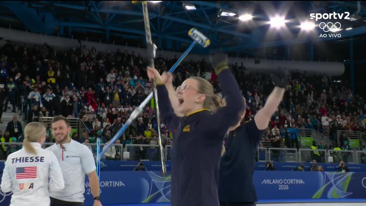 Curling = Esporte FODA. O momento em que a Suécia conquistou o Ouro na final das duplas mistas em cima dos Estados Unidos! Via ge