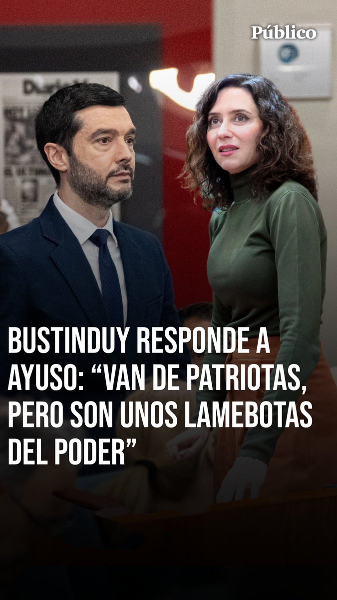🎥 Pablo Bustinduy (Pablo Bustinduy) responde a Ayuso tras afirmar que Estados Unidos es el faro del mundo: “Van de patriotas, pero son unos lamebotas del poder. Su concepción de España da pena. Son unos vasallos”