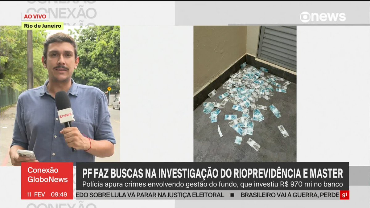 Mala com dinheiro é jogada pela janela durante operação da PF em Balneário Camboriú (SC). Investigação é sobre gestão do Rioprevidência e Banco Master. ➡️ Assista à #GloboNews: #ConexãoGloboNews