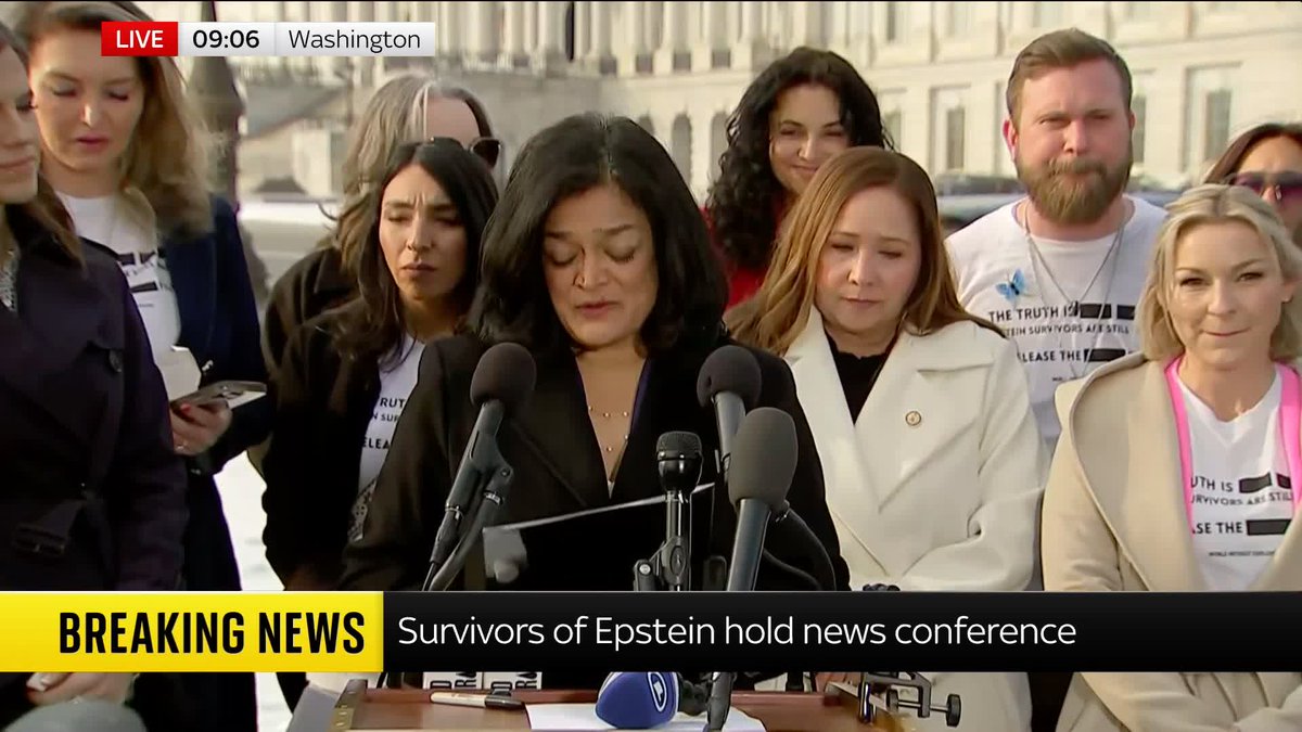 'We must rise up until every single predator is brought to justice'. Survivors of paedophile financier Jeffery Epstein hold a news conference in Washington. Read more: 📺 Sky 501, Virgin 602, Freeview 233 and YouTube