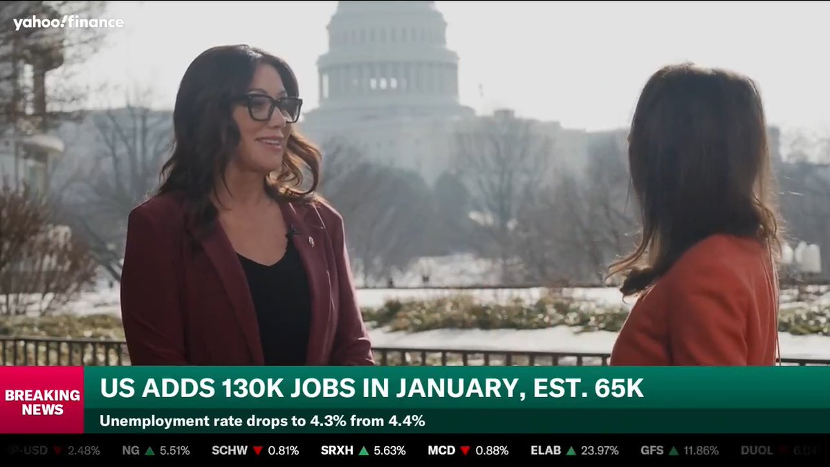 The 130,000 jobs added to the economy are "a testament to the investments of $18 trillion that the president has negotiated and brought back to the American people and the American economy," Secretary Lori Chavez-DeRemer says of the January jobs report.