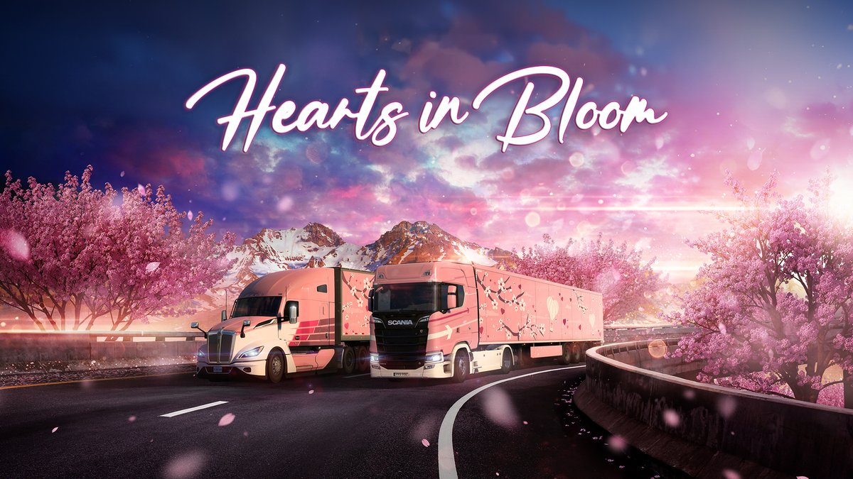 The Hearts in Bloom World of Trucks Event starts tomorrow! 💕 Celebrate Valentine's Day on the road by hauling Valentine Presents cargoes and earn lovely rewards along the way for both ETS2 & ATS 🚛💌 Find out more 👇