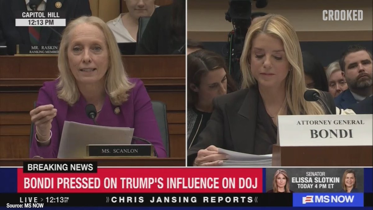 REP. SCANLON: “Will you commit to provide this committee with your list of entities that you recommend be designated as domestic terrorist organizations?” BONDI: “I’m not going to commit to anything to you because you won’t let me answer questions.”