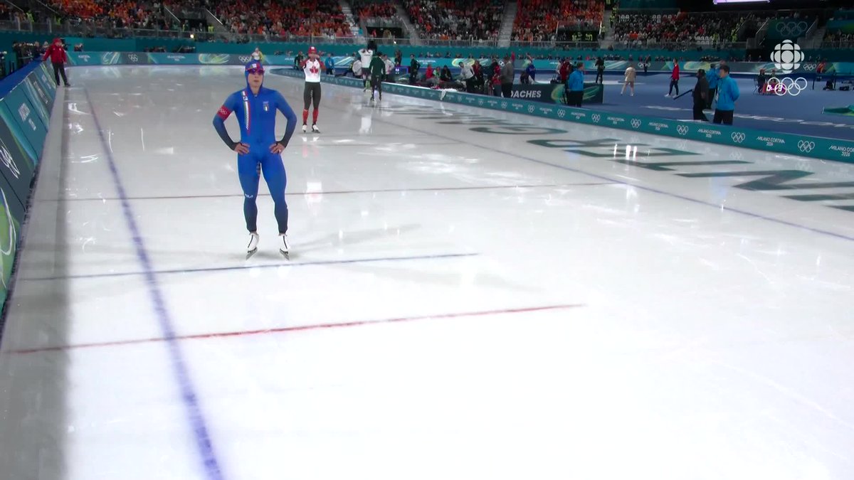 Canada's Laurent Dubreuil finishes eighth in the men's 1,000m, beating his time from a silver medal-winning skate at Beijing 2022. The top six times in today's race, won by American Jordan Stolz, were faster than the 2022 gold medal time.