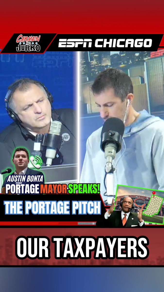EXCLUSIVE: Portage Mayor Austin Bonta on the Bears’ Growing Interest in a $7B Stadium Deal 👀🏟️ LINK TO FULL CONVERSATION WITH Portage Mayor: Carmen DeFalco X Jurko #ChicagoBears #BearsStadium #PortageIndiana #NFLBuzz #DaBears
