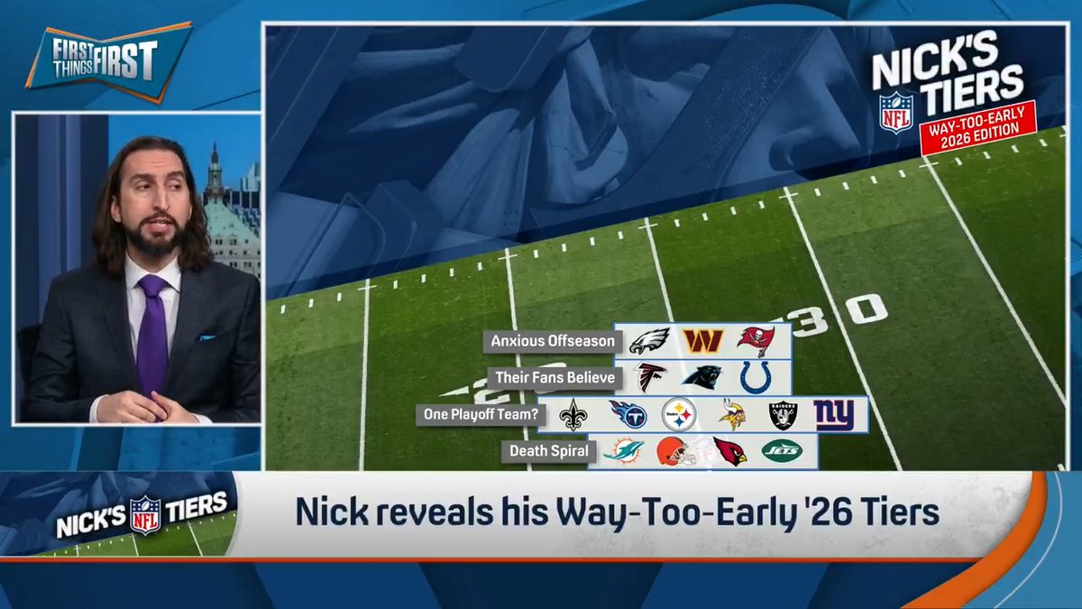 “Anxious offseason: Philly, Washington, Tampa. And that offseason will lead to, I think, an anxious regular season.” nick wright reveals The Committee’s™️ Way-Too-Early ’26 Tiers:
