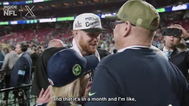 Sam Darnold was still thinking about wedding planning right after winning the Super Bowl 😅 Inside the NFL Super Bowl LX Mic'd Up on X