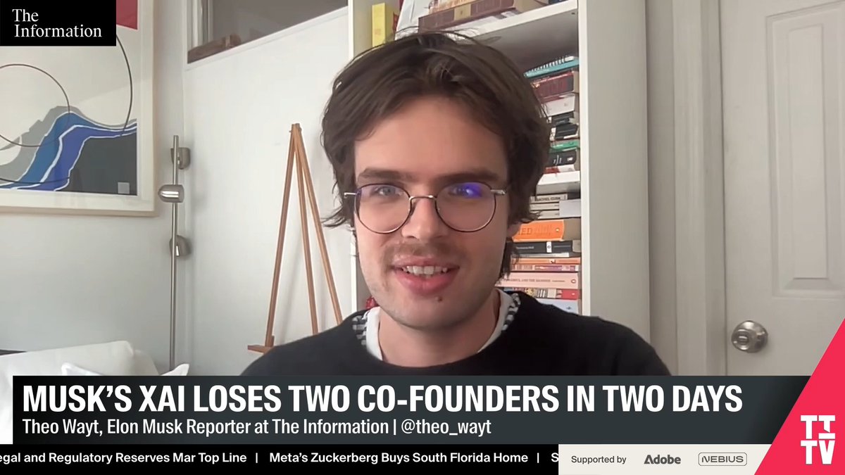 xAI lost two co-founders in two days. Theo Wayt explains why: “Last year, they were supposed to release Grok 4.2… at the beginning of January or end of December-ish. And that did not happen.” "Elon doesn't like things getting delayed. And when he is angry or focused on a project… heads will roll."