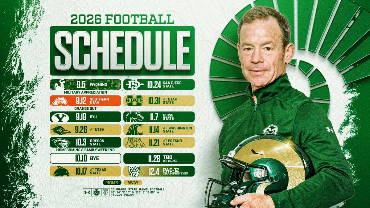 Let's un-𝐏𝐚𝐜 our 2026 Schedule 📦📆 Pac-12 Conference x #CSURams