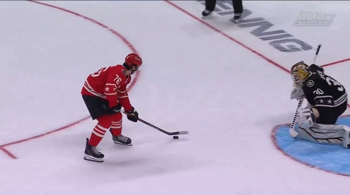 Cheeky, cheeky stuff here from Chicago Blackhawks prospect Nick Lardis 😱 (🎥: Rockford IceHogs)