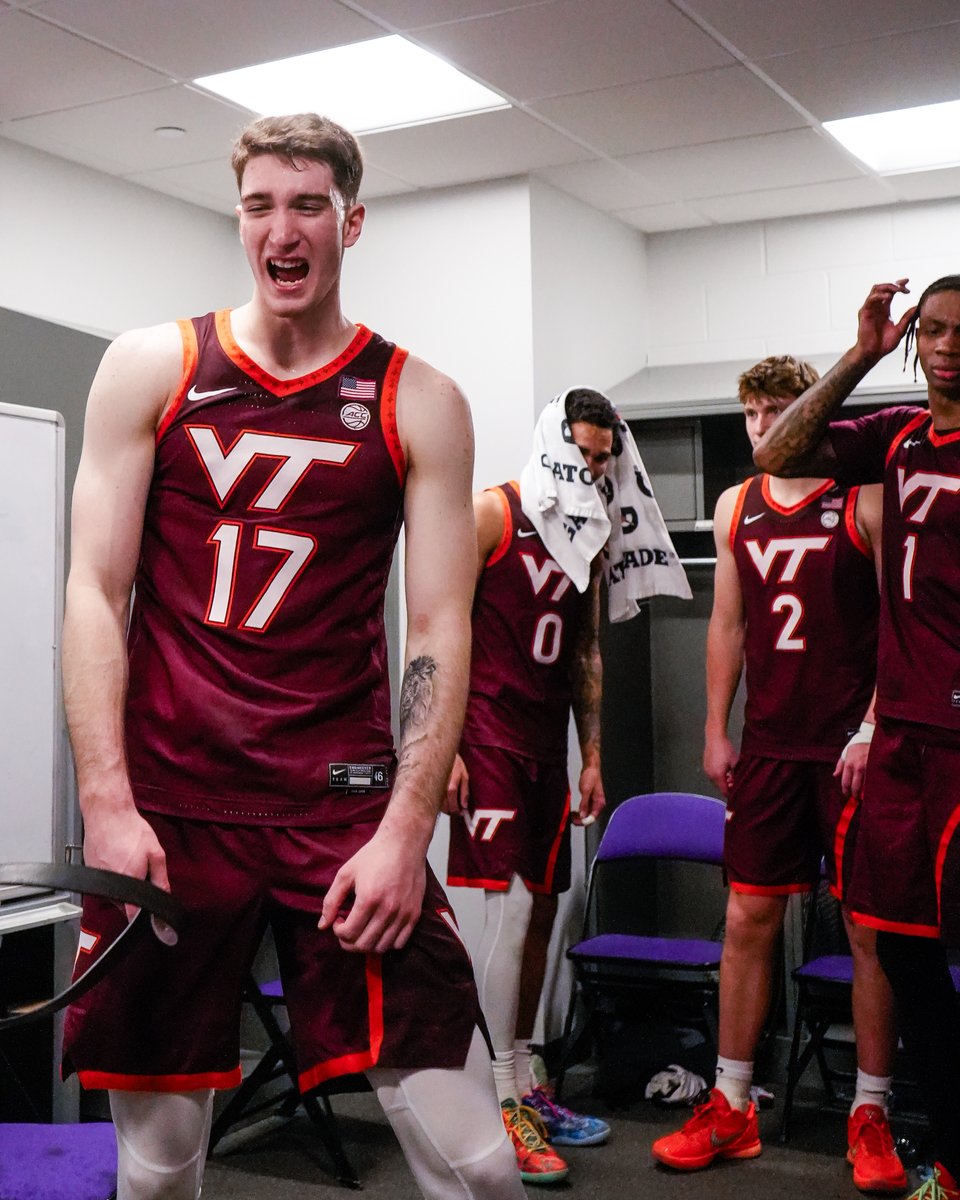 Virginia Tech men’s basketball brings out the belt in the visitors locker room after upsetting No. 20 Clemson at Littlejohn Coliseum tonight (via Virginia Tech Men's Basketball)