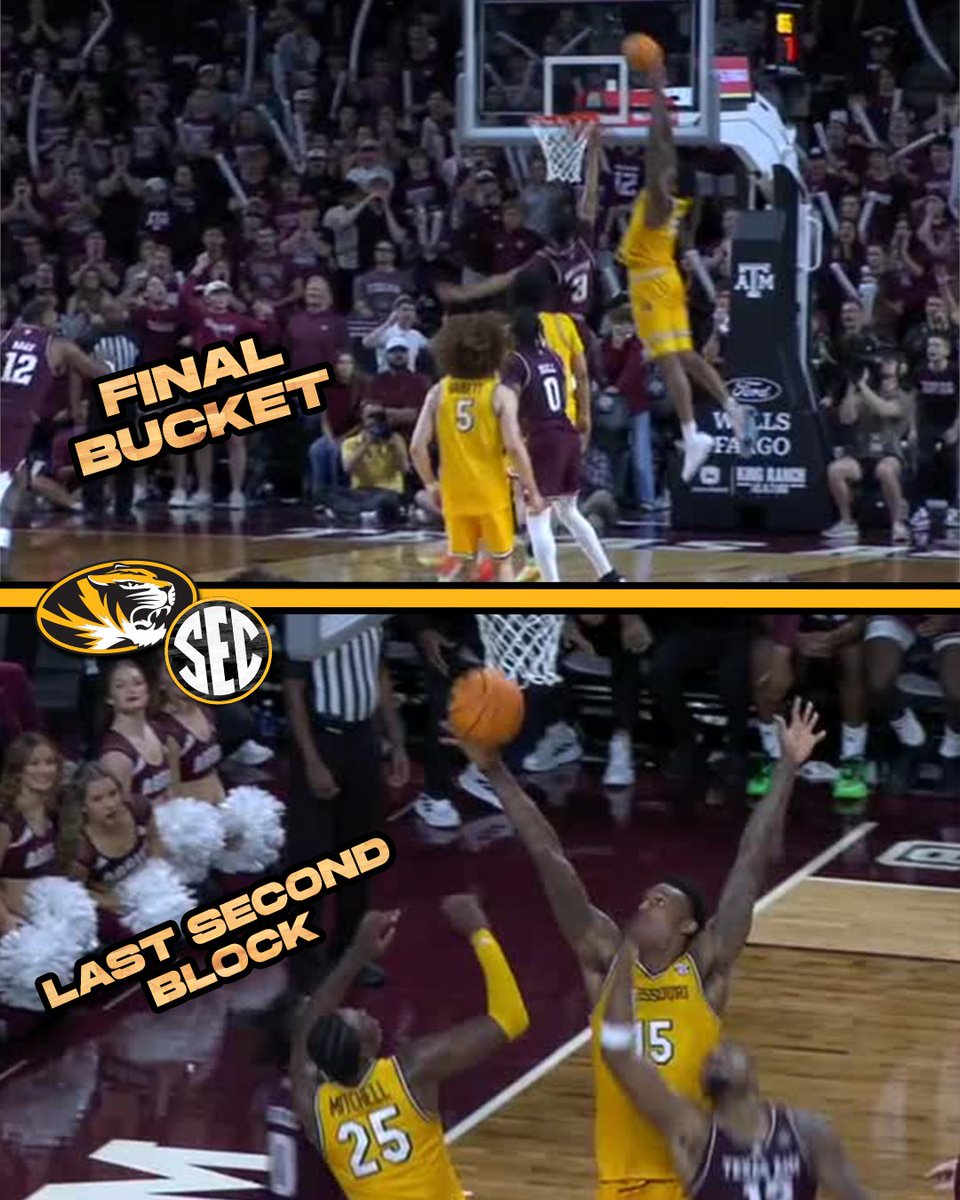 THE FINAL BUCKET AND THE LAST SECOND BLOCK ‼️ Mizzou Hoops x #SECMBB