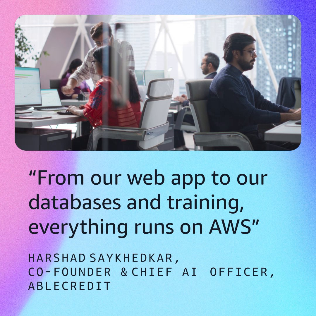 AbleCredit is transforming lending with a mobile-first, AI-driven approach. Discover how running “everything” on AWS helped the startup build &amp; scale a platform that’s modernizing lending processes &amp; helping banks expand operations across India.