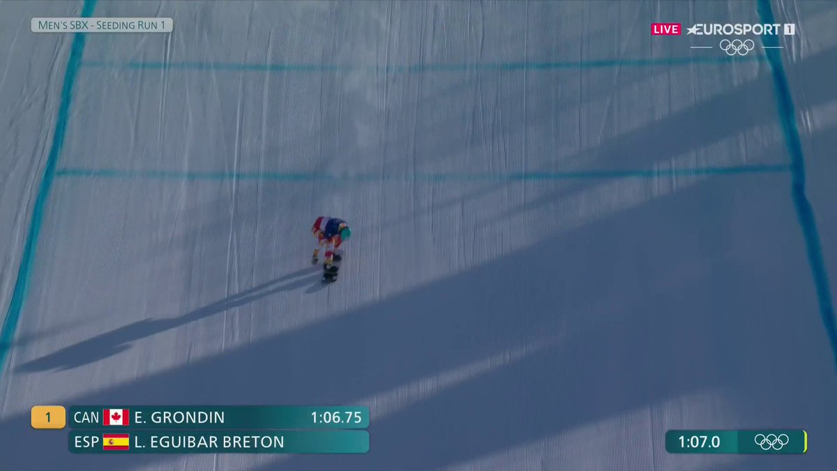 🏂🇪🇸 Primera toma de contacto 𝐒𝐔𝐏𝐄𝐑𝐀𝐃𝐀 para Lucas Eguibar Breton 4️⃣ El español se coloca en la cuarta posición provisional, a 2.22 de Eliot Grondin, que se encuentra líder #MilanoCortina2026