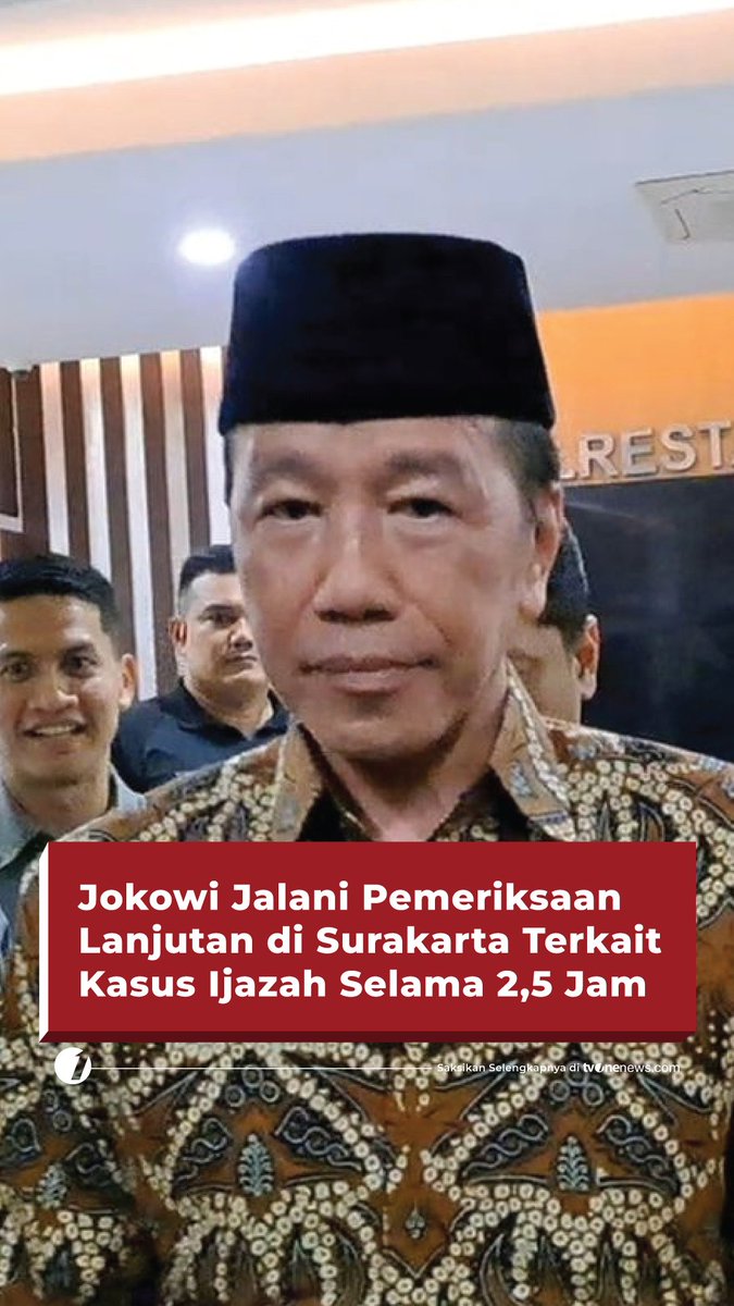 Presiden ke-7 RI Joko Widodo diperiksa selama 2,5 jam di Polresta Surakarta terkait polemik salinan ijazah. Simak video selengkapnya di #HardNews_Hukum #NewsOne #CariBeritaditvOne #Jokowi #IjazahJokowi #FO02
