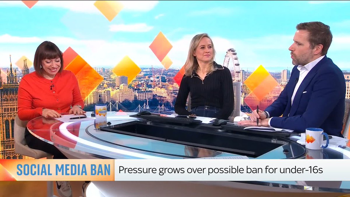 Will the government ban social media for under-16s? Sky's Beth Rigby joined Sophy Ridge & Wilfred Frost to talk about her report, where she spoke to Labour MP Liz Kendall and a group of teenagers to see if it could be possible ⬇️