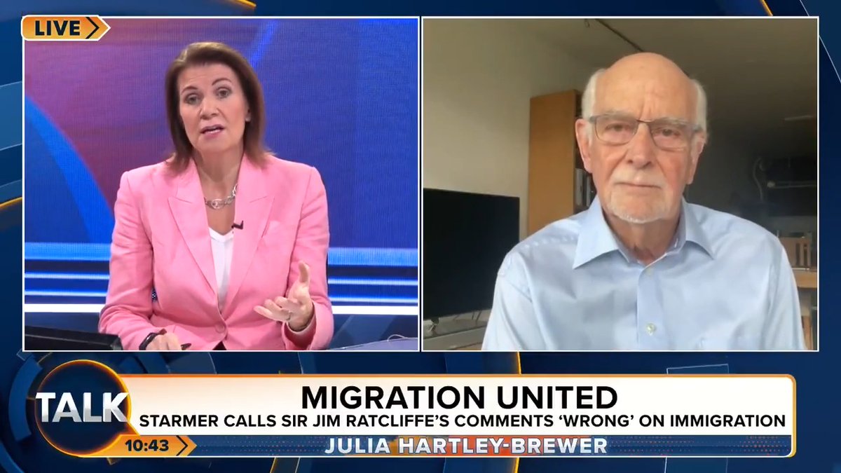 🚨 "We are seeing the evidence on a daily basis. Cities where you've basically got ghettos. Multiculturalism has been such a disaster!" Trevor Kavanagh says Sir Jim Ratcliffe is "stating the obvious" and that a large majority of voters will agree with "every word". Julia Hartley-Brewer