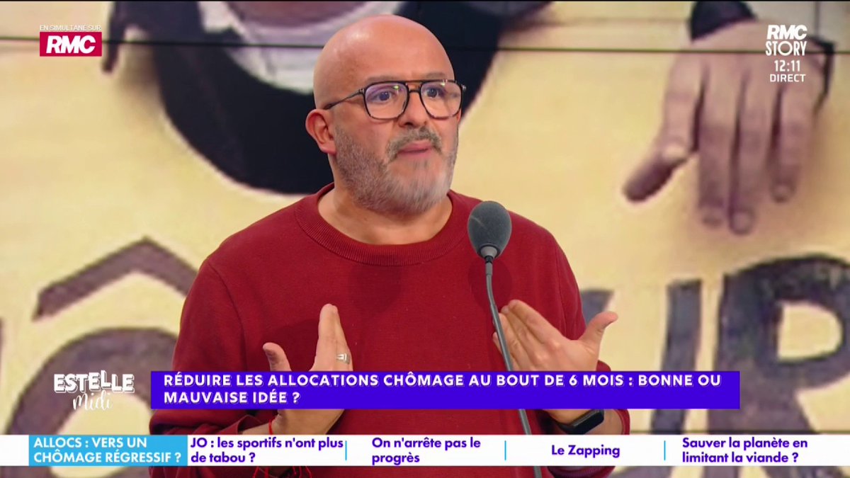 💶 Réduire les allocations chômage au bout de 6 mois 🎙️ Benjamin Amar : "Il y a 60% des chômeurs qui touchent que dalle ! Et la moyenne des 40% qui touchent, c'est 1 050€... Les gens au chômage le sont par contrainte ! Le nombre de réformes, il y en a plus que de Star Wars !"