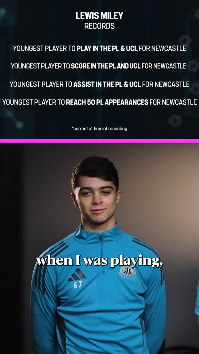 "It's a credit to him!" Harvey Barnes on the impressive records Lewis Miley holds for Newcastle ⭐️
