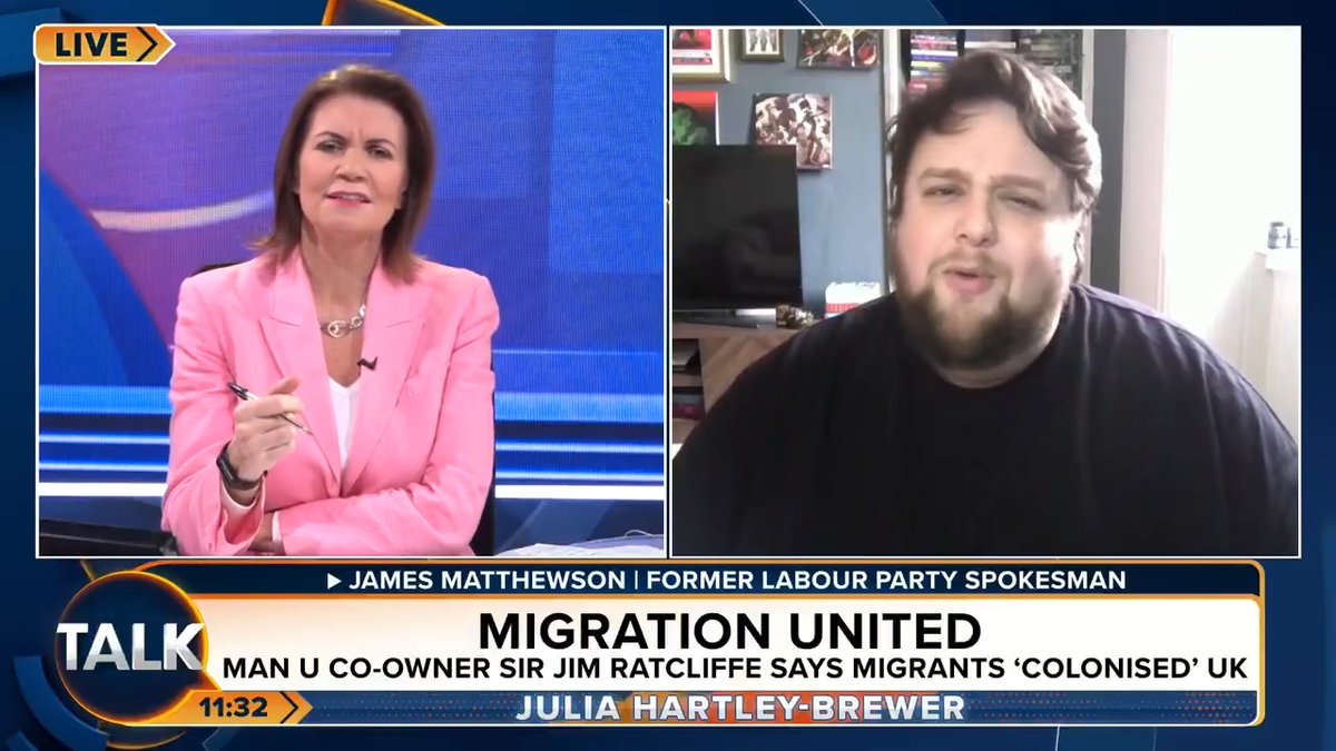 JHB: "Do you think I'm racist???" James Matthewson: "I think you've said racist things in the past..." JHB: "What have I said that's racist?" Julia Hartley-Brewer
