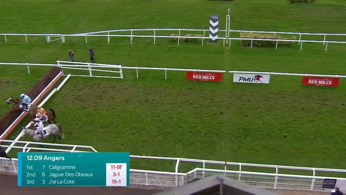 A bizarre moment at Angers as the horses jump a practice hurdle after the line 😳