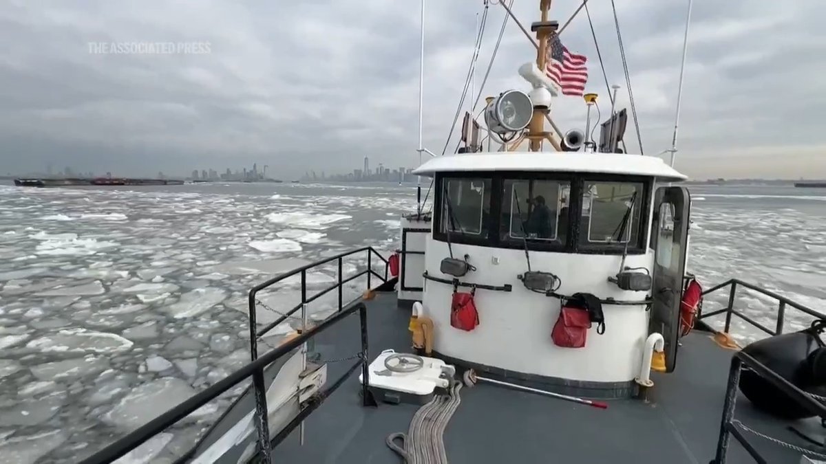 The U.S. Coast Guard continued icebreaking operations in New York Harbor, the Hudson River and the East River, keeping the vital shipping channel open.