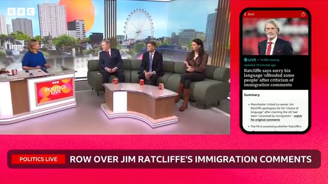 "The idea that people don't come here to work, to contribute to our economy, is simply wrong," Labour MP Barry Gardiner tells #PoliticsLive Jim Ratcliffe's comments on immigration "were ill-judged," Conservative peer Lord Harper adds