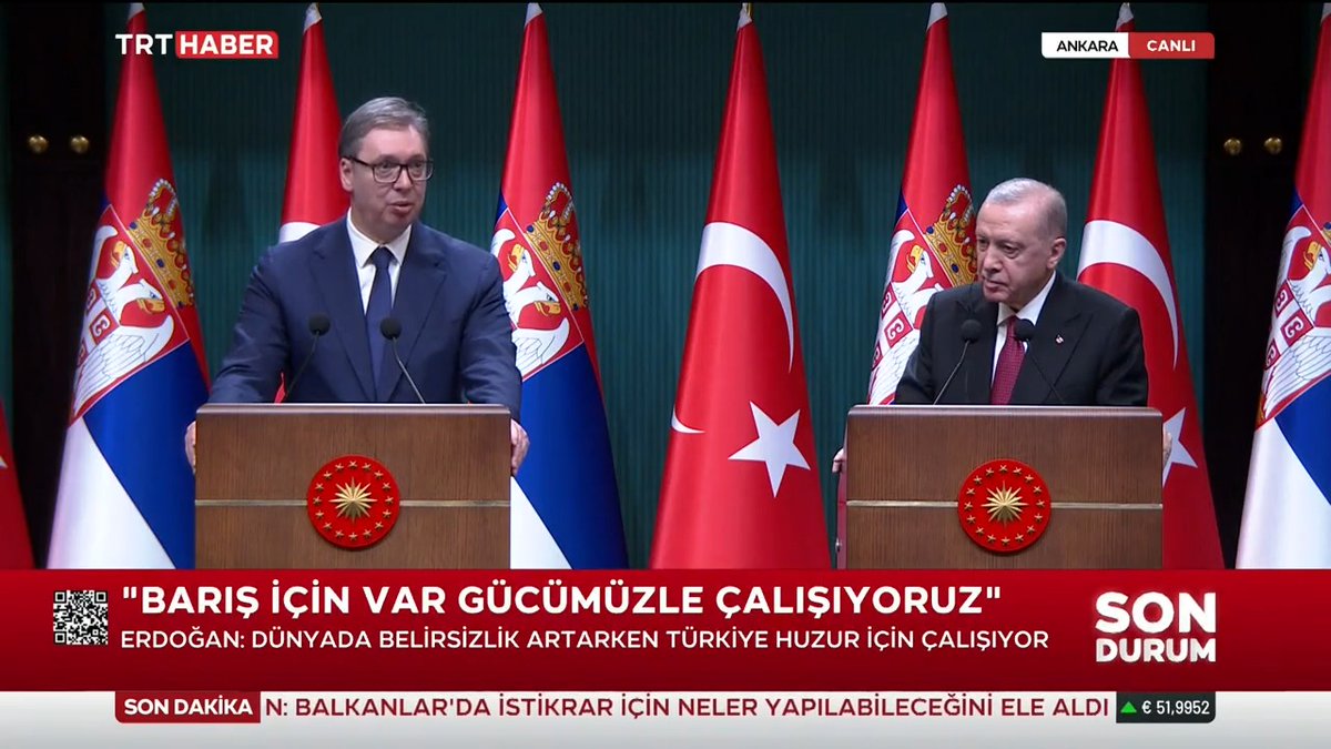 🔴 Sırbistan Cumhurbaşkanı Vucic: Cumhurbaşkanı Erdoğan çok deneyimli bir lider. Liderliğinize çok saygı duyuyoruz.