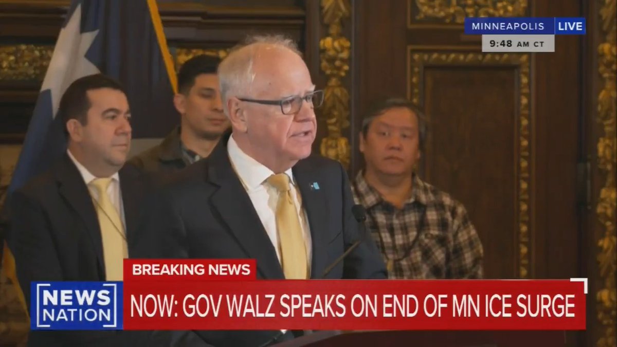 Gov. Walz: We are cautiously optimistic that this surge of untrained, aggressive federal agents are going to leave Minnesota. But they left us with deep damage, generational trauma, economic ruin, and many unanswered questions. Where are our children? Where is the investigation into the deaths of Renee and Alex?
