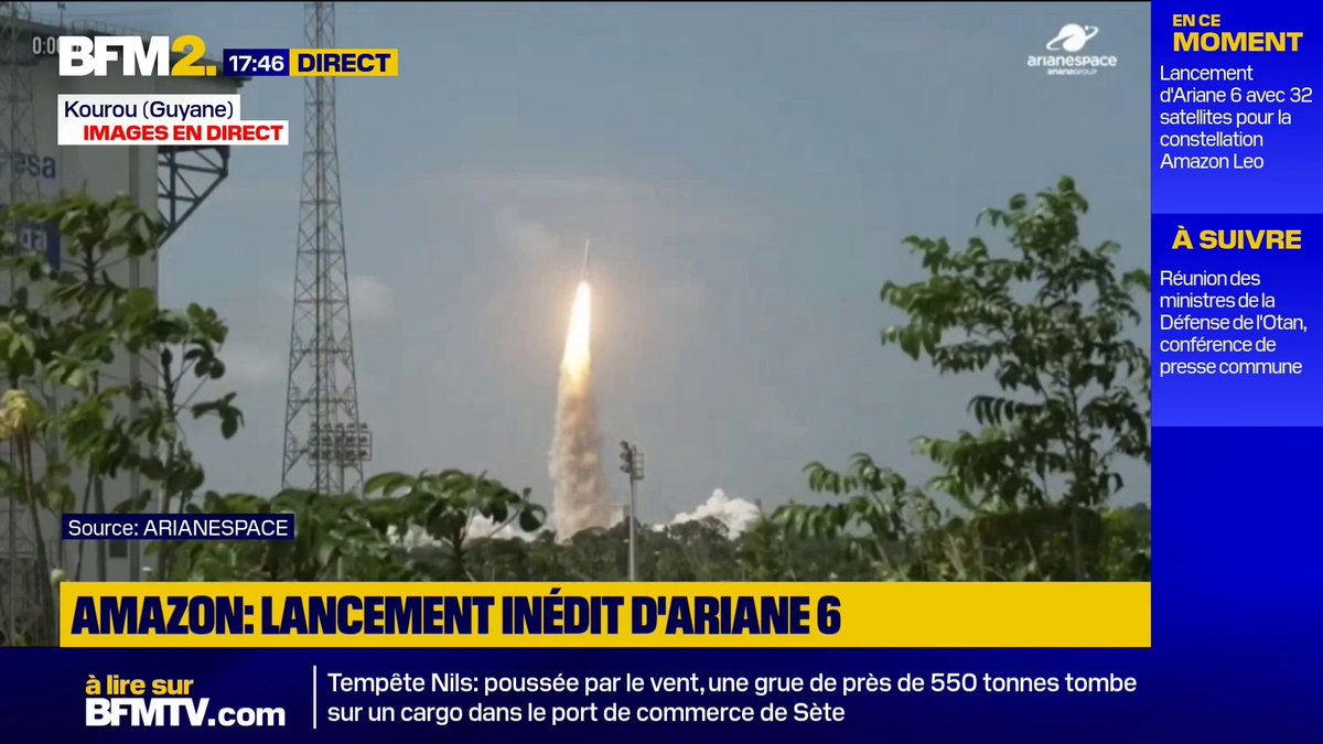 Lancement réussi d'Ariane 6 avec 32 satellites pour la constellation Amazon Leo #BFM2