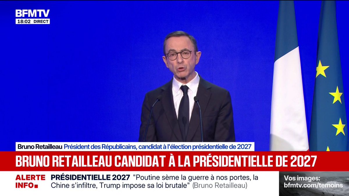 🔴 Bruno Retailleau (LR) candidat à la présidentielle de 2027 ➡️ "Je refuse de laisser le pays dans l'état où il se trouve aujourd'hui"