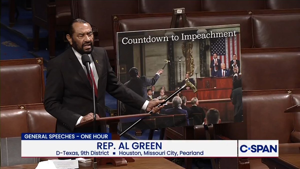 .U.S. Representative Al Green: "Countdown to impeachment."