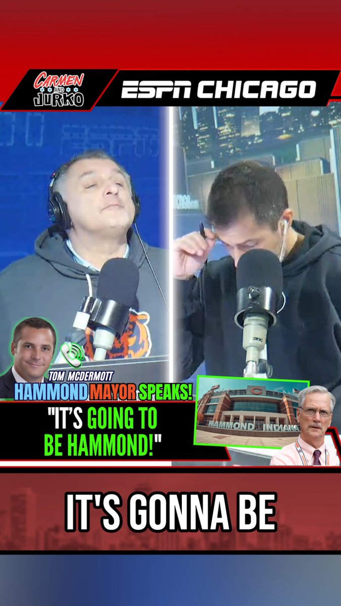 BREAKING: Hammond, Indiana Mayor Thomas M. McDermott Jr. says “If the Bears Come to Indiana, It’s Going to Be in Hammond” LINK TO FULL CONVERSATION WITH HAMMOND MAYOR: Carmen DeFalco x Jurko #BearsStadium #StadiumTalk #HammondIndiana #IndianaSports #ChicagoSports #NFLStadium